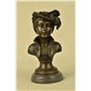 Image 1 : Nude Female Bust Bronze Sculpture on Marble Base Statue