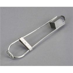 An unusual Edwardian silver desk seal, of wirework loop form, with sealing wax holder, tension ba...