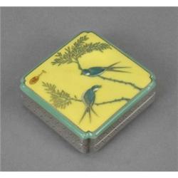 A French Art Deco silver and enamel folding travelling timepiece, the square dial with Arabic num...