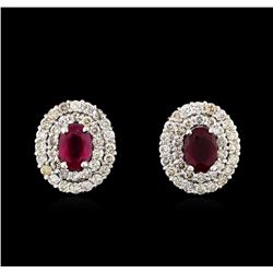 14KT White Gold 2.07 ctw Ruby and Diamond Earrings