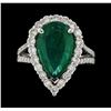 Image 2 : 4.05 ctw Emerald and Diamond Ring - 14KT White Gold