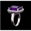 Image 4 : 13.48 ctw Amethyst and Diamond Ring - 14KT White Gold