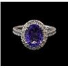 Image 2 : 3.38 ctw Tanzanite and Diamond Ring - 14KT White Gold