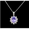 Image 1 : 14KT White Gold 3.14 ctw Tanzanite and Diamond Pendant With Chain