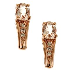 0.66 ctw Morganite and Diamond Earrings - 14KT Rose Gold