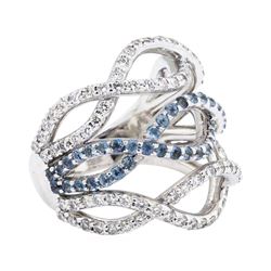 1.47 ctw Diamond and Aquamarine Ring - 14KT White Gold