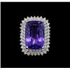 Image 2 : GIA Cert 26.67 ctw Tanzanite and Diamond Ring - 14KT White Gold