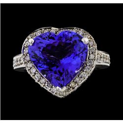 GIA Cert 7.72 ctw Tanzanite and Diamond Ring - 14KT White Gold