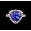 Image 2 : 5.48 ctw Tanzanite and Diamond Ring - 14KT White Gold