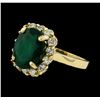 Image 1 : 4.40 ctw Emerald and Diamond Ring - 14KT Yellow Gold