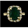 Image 2 : 4.40 ctw Emerald and Diamond Ring - 14KT Yellow Gold