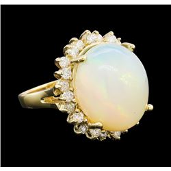 10.95 ctw Opal and Diamond Ring - 14KT Yellow Gold