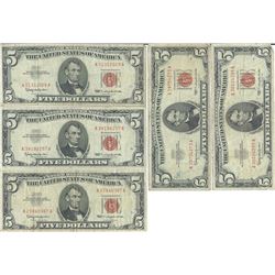 1963 $5 Red Seal Bill Lot of 10