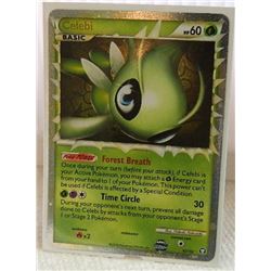 POKEMON COLLECTOR CARD IN PROTECTIVE SLEEVE - CELEBI SUPER RARE HOLO 92/102