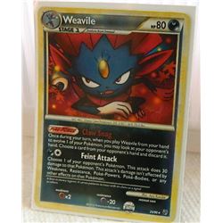 POKEMON COLLECTOR CARD IN PROTECTIVE SLEEVE - WEAVILLE STAGE 2  RARE REVERSE HOLO- 25/90