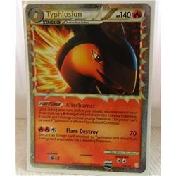 POKEMON COLLECTOR CARD IN PROTECTIVE SLEEVE - TYPHLOSION STAGE 2 SUPER RARE HOLO - 110/123