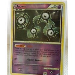 POKEMON COLLECTOR CARD IN PROTECTIVE SLEEVE - UNOWN BASIC REVERSE  HOLO - 40/90