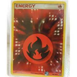 POKEMON COLLECTOR CARD IN PROTECTIVE SLEEVE - ENERGY - FIRE - RARE HOLO - 104/108