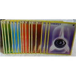 POKEMON COLLECTOR ENERGY CARDS - PSYCHIC(3) + FIGHTING(3) + FIRE(3) + WATER(3) + GRASS (3) = 15 TTL