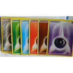 POKEMON COLLECTOR ENERGY CARDS - PSYCHIC(1) + FIGHTING(1) + FIRE(1) + WATER(1) + GRASS (1) + METAL(1