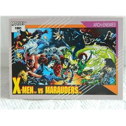 MARVEL COLLECTOR CARD IN CLEAR SLEEVE - 1991 IMPEL - NEAR MINT - #117 - X-MEN VS MARAUDERS