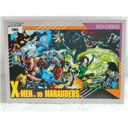 MARVEL COLLECTOR CARD IN CLEAR SLEEVE - 1991 IMPEL - NEAR MINT - #117 - X-MEN VS MARAUDERS