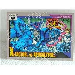 MARVEL COLLECTOR CARD IN CLEAR SLEEVE - 1991 IMPEL - NEAR MINT - #117 - X-FACTOR VS APOCALYPSE