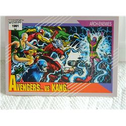 MARVEL COLLECTOR CARD IN CLEAR SLEEVE - 1991 IMPEL - NEAR MINT - #96 - AVENGERS VS KANG