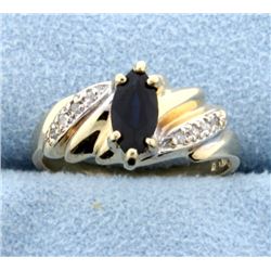 Natural Sapphire and Diamond Ring