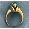 Image 3 : Swiss Blue Topaz and Diamond 14k Ring