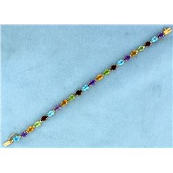 10ct TW Citrine, Amethyst, Garnet, and Blue Topaz Bracelet