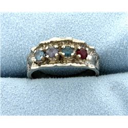 Aquamarine, Sapphire, Blue Topaz, & Ruby Ring