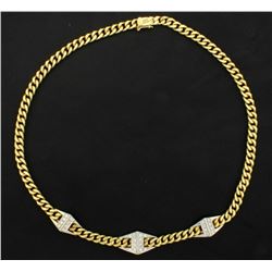 Italian Made 18K 15 1/2 Inch Diamond Link Necklace