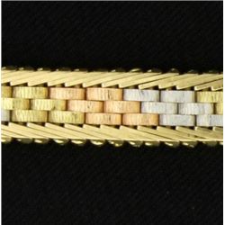 Italian Made Yellow, White, & Rose Gold Bracelet