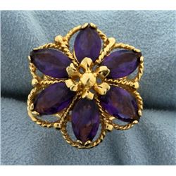 Large Flower Amethyst Ring