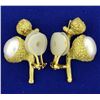 Image 2 : Vintage 18k Mabe Pearl Clip-On Earrings