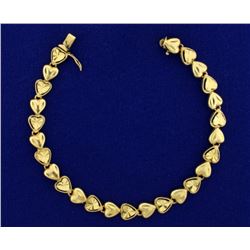 7 Inch Heart Link Bracelet in 14k Gold