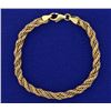 Image 1 : Rope and Box Link Bracelet in Rose, White, and Yellow 14k Gold