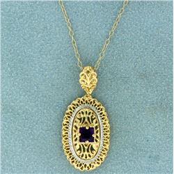 Natural Amethyst Pendant and Chain