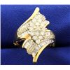 Image 1 : 1ct TW Diamond Designer Ring with Round and Baguette Diamonds in adjustable/arthritic shank