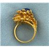 Image 3 : Custom Leaf Design Star Sapphire and Diamond Ring