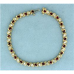 3ct TW Ruby and Diamond Tennis Bracelet