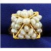 Image 1 : Vintage Pyramid Pearl Ring in 18k Gold