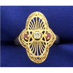 Ruby and Diamond Ring in 14k Gold