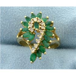 2 Ct TW Emerald and Diamond Cocktail Ring in 14k Gold