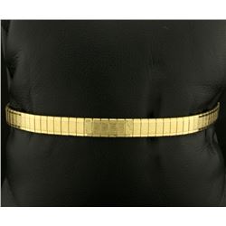 Italian Made 7 1/2 Inch Gold Flat Rectangle Link Bracelet in 14k Gold