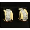 Image 1 : Diamond Designer Half Hoop Earrings in 14k Yellow and White Gold