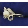 Image 2 : Akoya Pearl Designer Ring in 14k White Gold