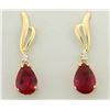 Image 1 : 4ct TW Ruby And Diamond Drop Dangle Earrings in 14k Gold