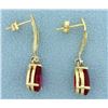 Image 2 : 4ct TW Ruby And Diamond Drop Dangle Earrings in 14k Gold